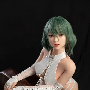 Zelex Jane silicone sex doll, 165cm with green hair and head GE57Z, shot on a plain background